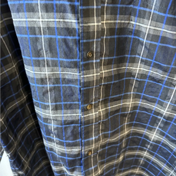 Walnut Creek Size XL Long SLEEVE COTTON BLEND‎ Blue/Gray Plaid Button Down Shirt - Picture 7 of 11